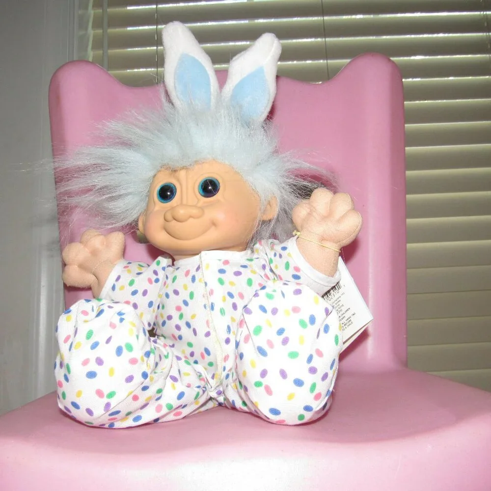 Russ Troll Kidz “Bugsy” Easter Bunny Troll Doll – Vintage Collectible Plush